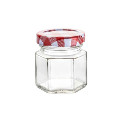 FRASCO 3404R HEXAGONAL C/TAPA MANTEL ROJO