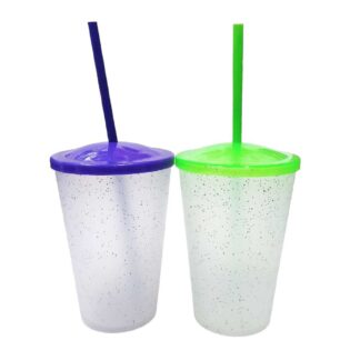 VASO FESTILANDIA C/ TAPA DE COLOR Y POPOTE